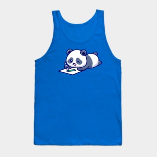 Cute Panda Drawing Bamboo On Paper Cartoon Tank Top